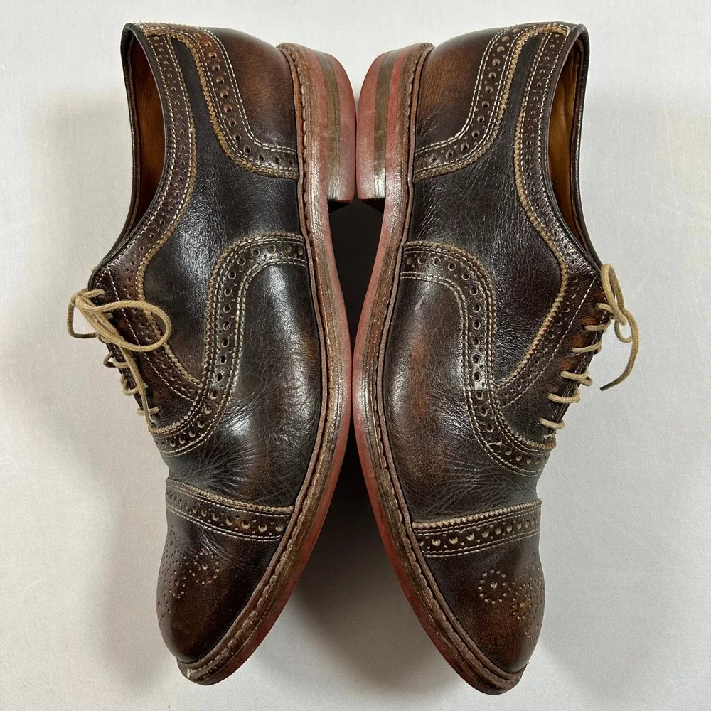 Allen Edmonds Shoes Mens 11.5D Brown Saddle Leather Strandmok Cap-Toe Oxford - Picture 10 of 11
